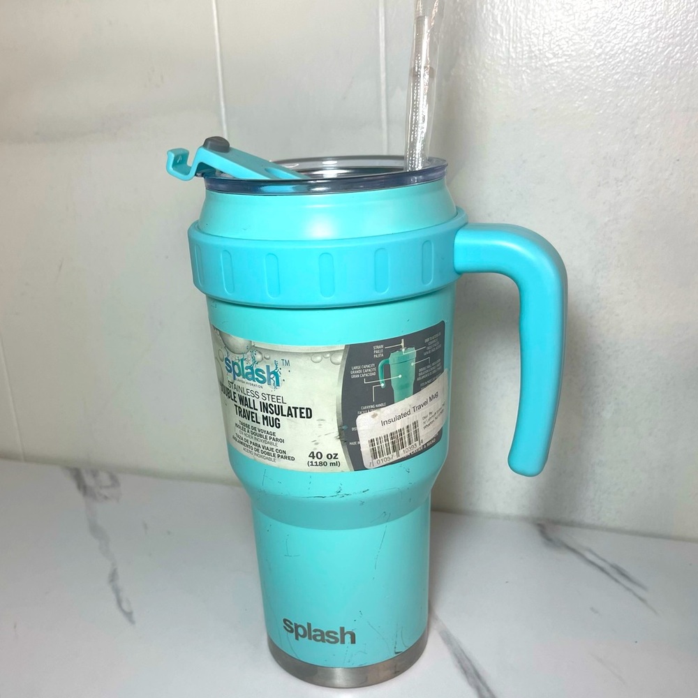Splash Double Wall Insulated Stainless Steel Bottle Mug (40 oz) - Teal